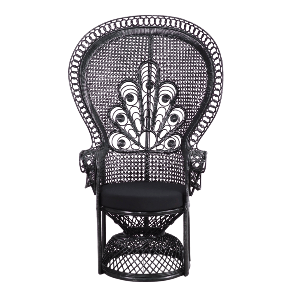 เก้าอี้หวายแท้ PISAMAI รุ่น PRINCESS CHAIR เก้าอี้นางงาม ขนาด 75*55*150 ซม. สีดำ